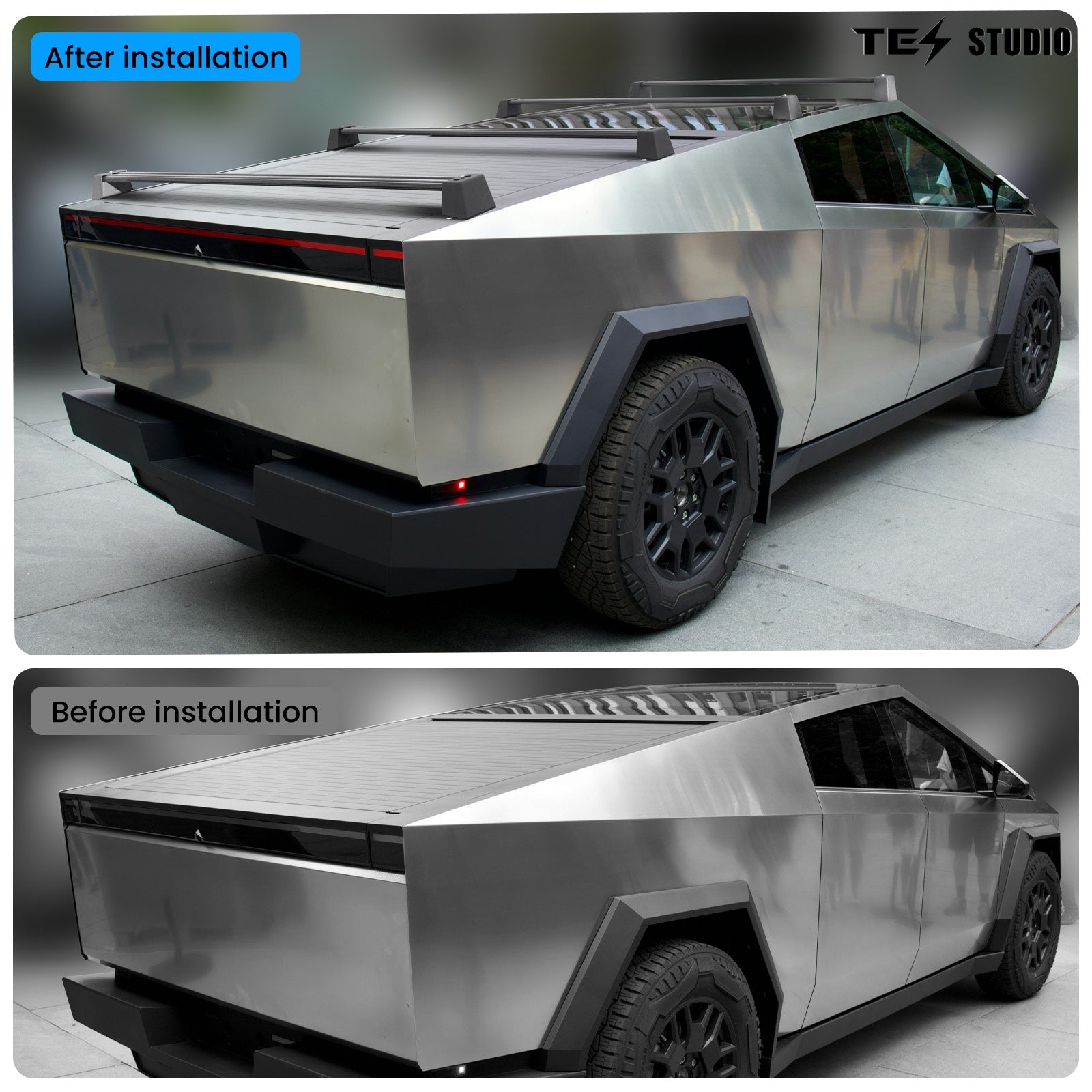 Tesla Cybertruck Accessories Crossbar Roof Rack Rooftop Off-Road Cross Bar Cargo Rack Rails Carrier Tesstudio®