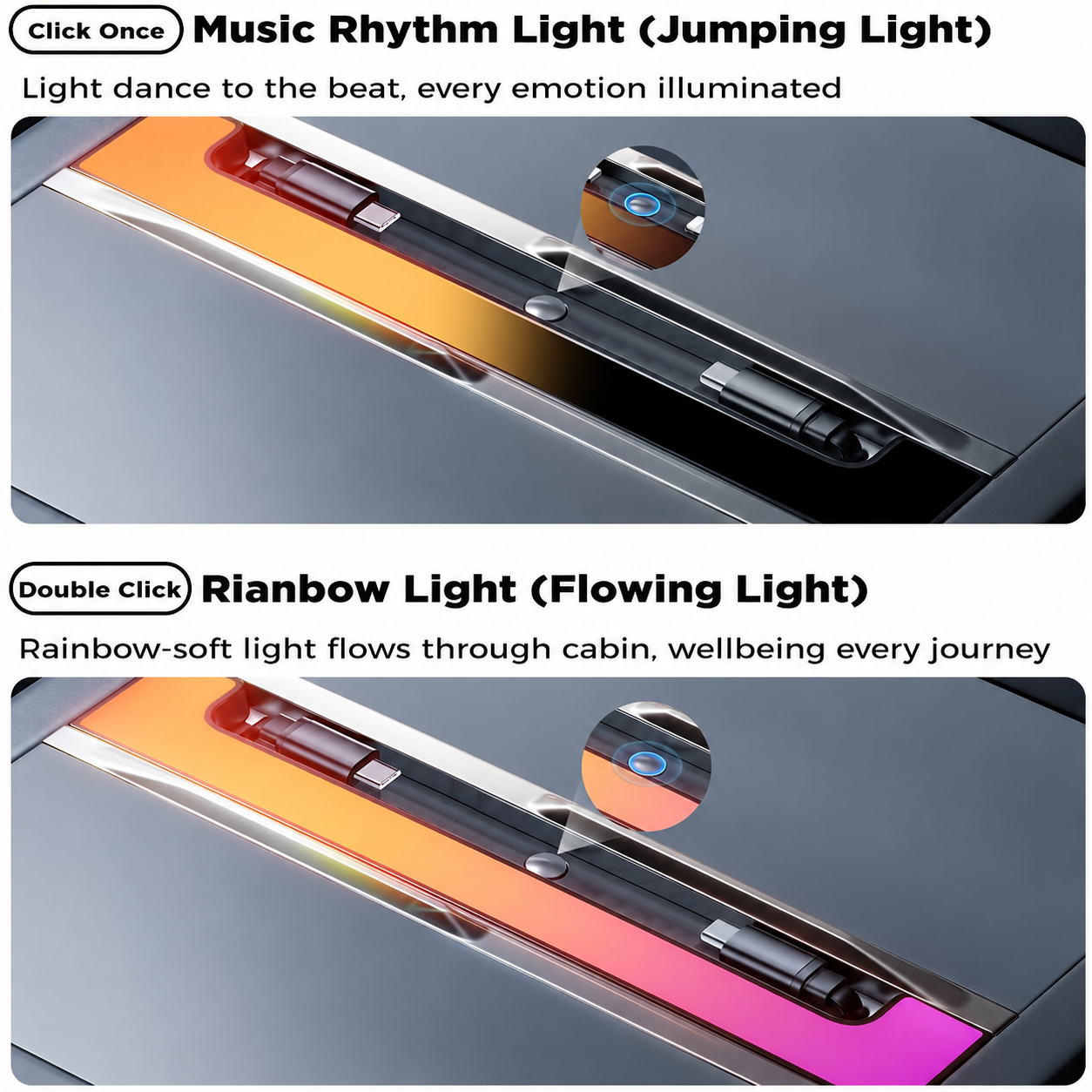 USB Hub for Tesla Model Y L 2026.06+ | 120W USB-C, RGB, Retractable