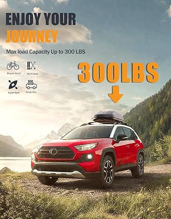 300 lbs Lockable Aluminum Roof Rack Cross Bars for Toyota RAV4 Adventure/TRD Off-Road 2019-2024 with Raised Side Rails