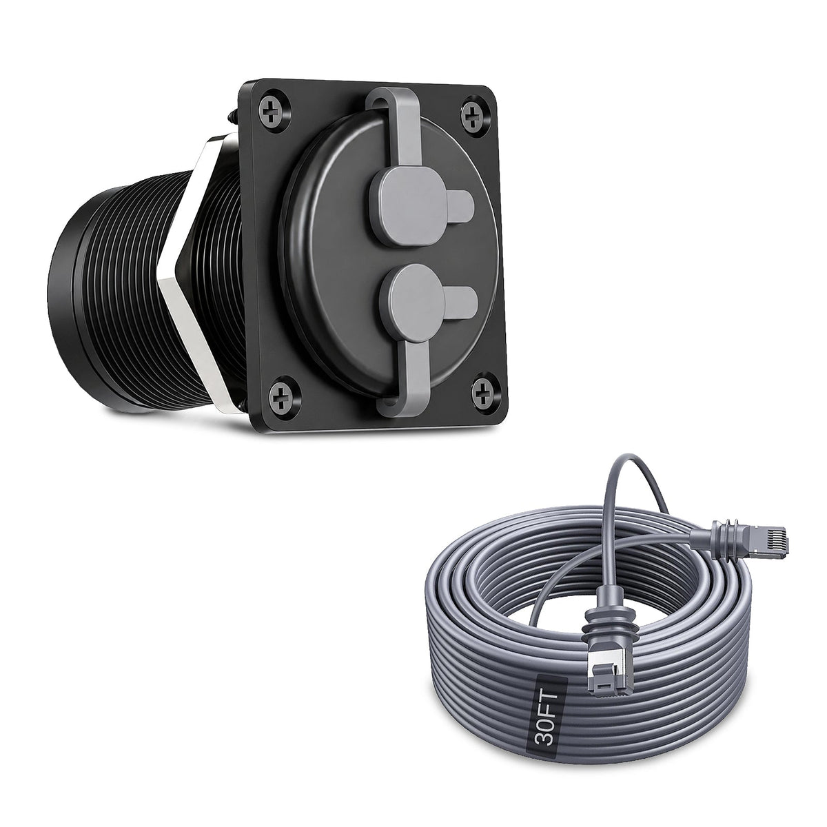 Starlink Mini & Gen 3 2-in-1 Aluminum Cable Pass-Through Panel - Waterproof RJ45/DC Female Couplers