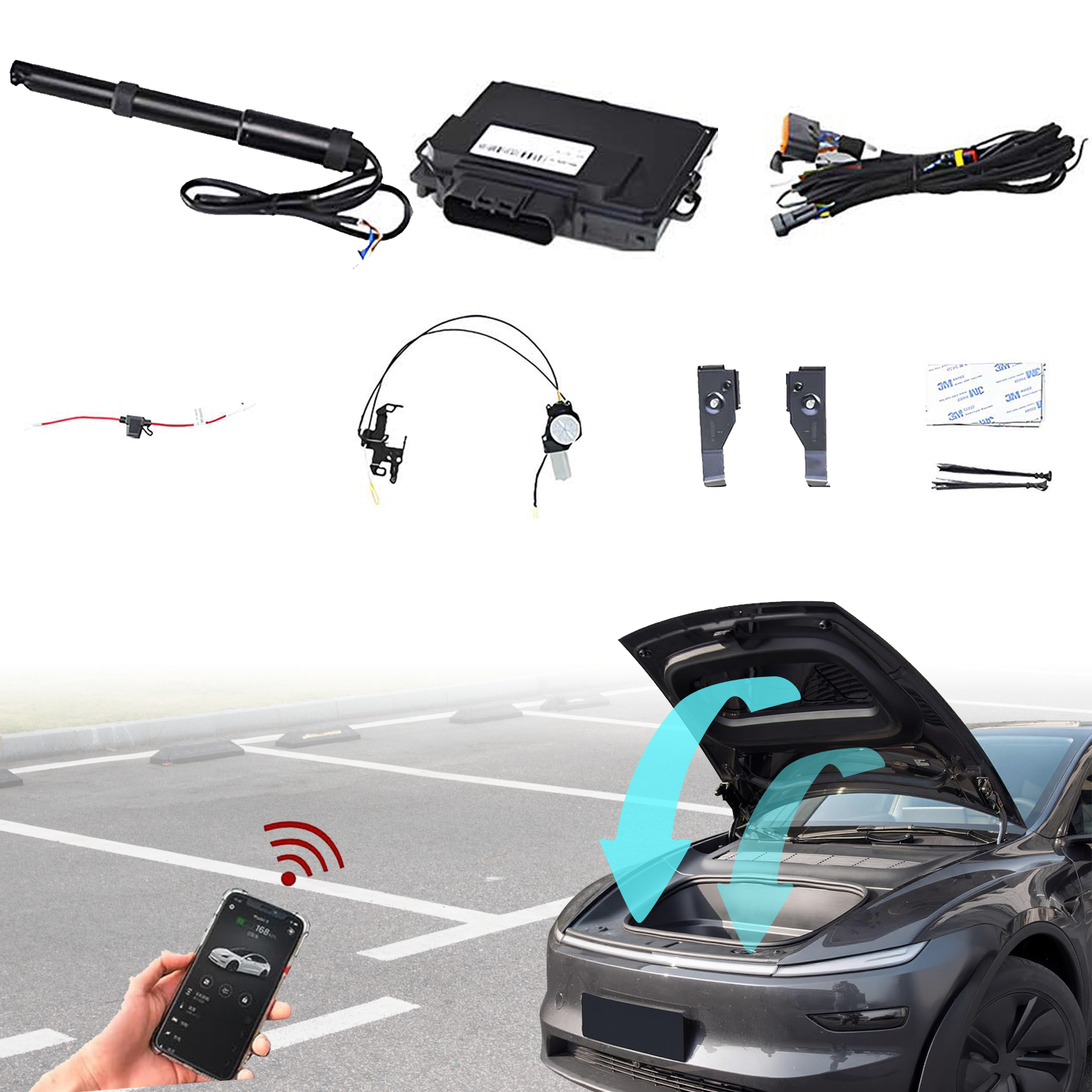 Tesstudio Power Frunk Silent Front Trunk Electric Suction Lock Plus For Tesla