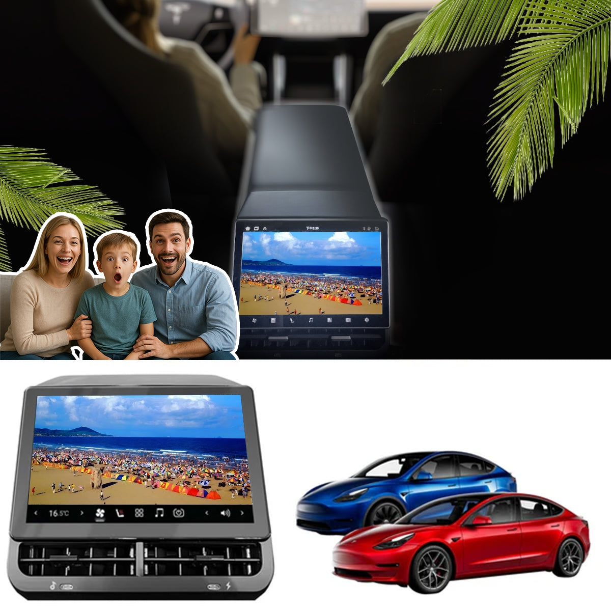 R89 Rear Display Screen with Disney Plus Entertainment(February 2019+) For Model 3/Y