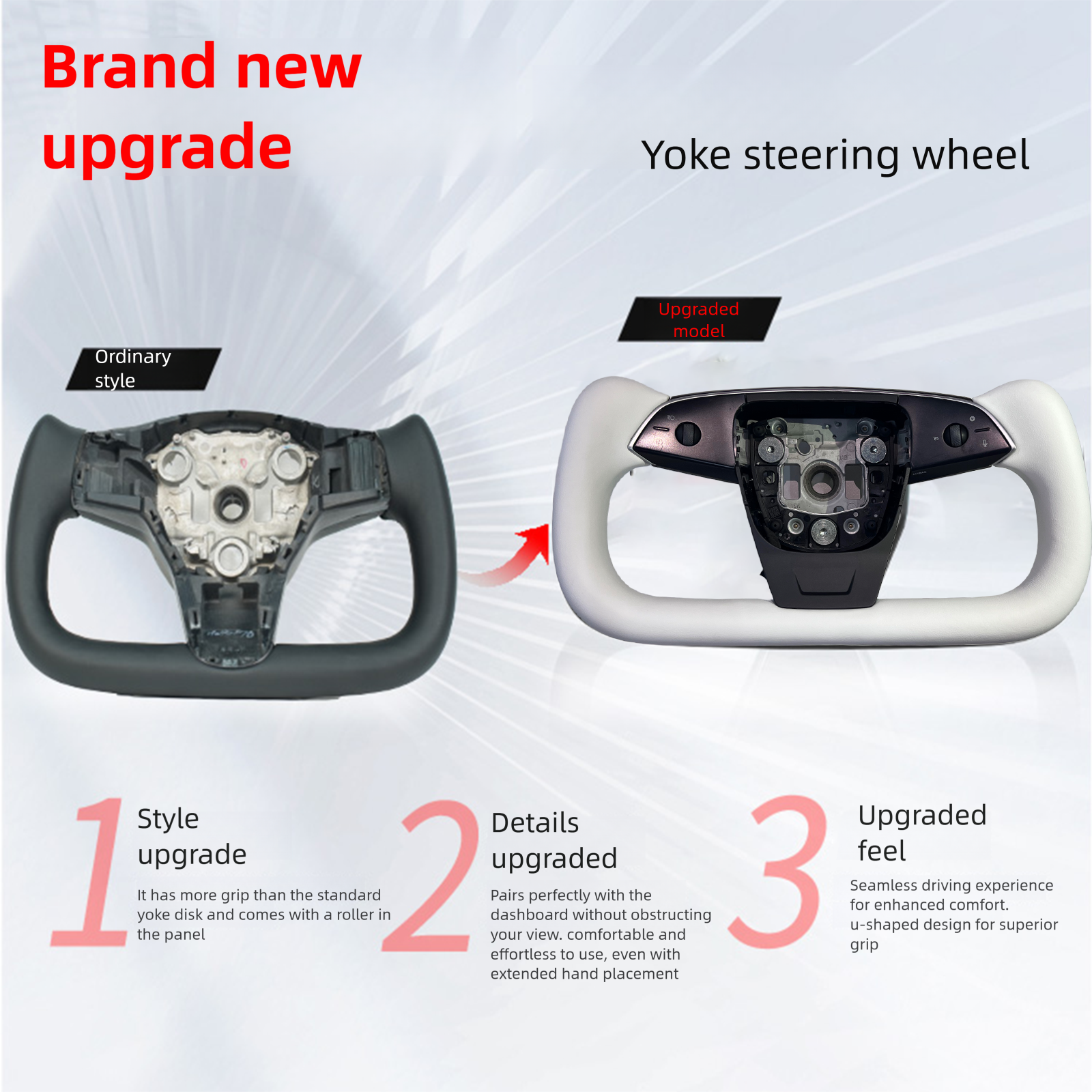 Tesstudio Model 3 Highland / Y junpier Premium Nappa Leather Yoke Steering Wheel V2