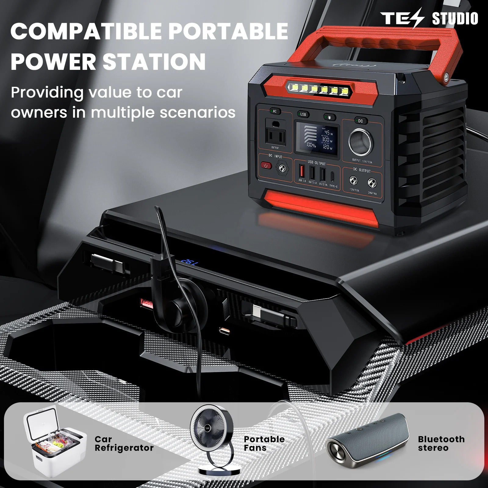 Center Console 110V/USB Charger Hub Outlet With 110V(AC)/5V For Tesla Cybertruck