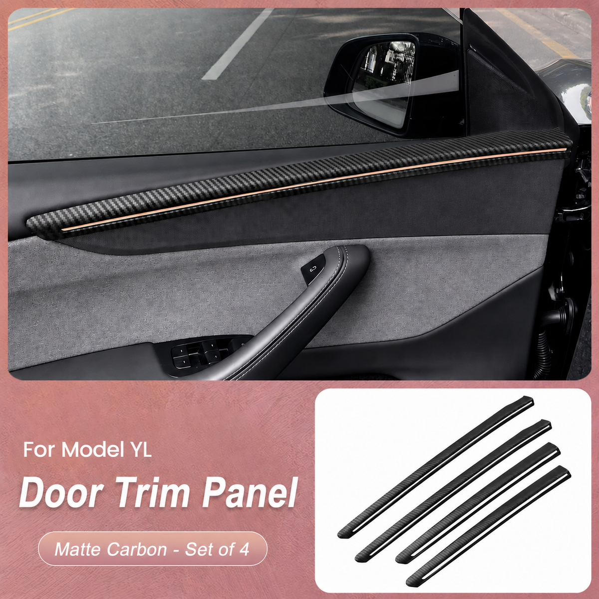4-Piece Door Side Trim Cover Set for Tesla Model Y L
