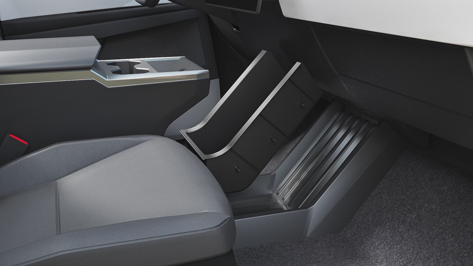 Tesstudio Cybertruck Lower Console Side Storage Box – Double-Layer ABS Organizer with Cup Holder (2024+)