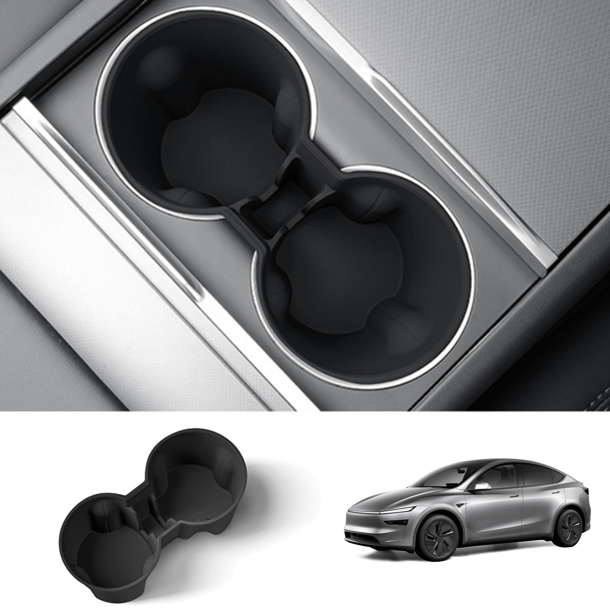 Tesla Model Y Juniper / Standard / Long Range Cup Holder Insert | Silicone & TPE