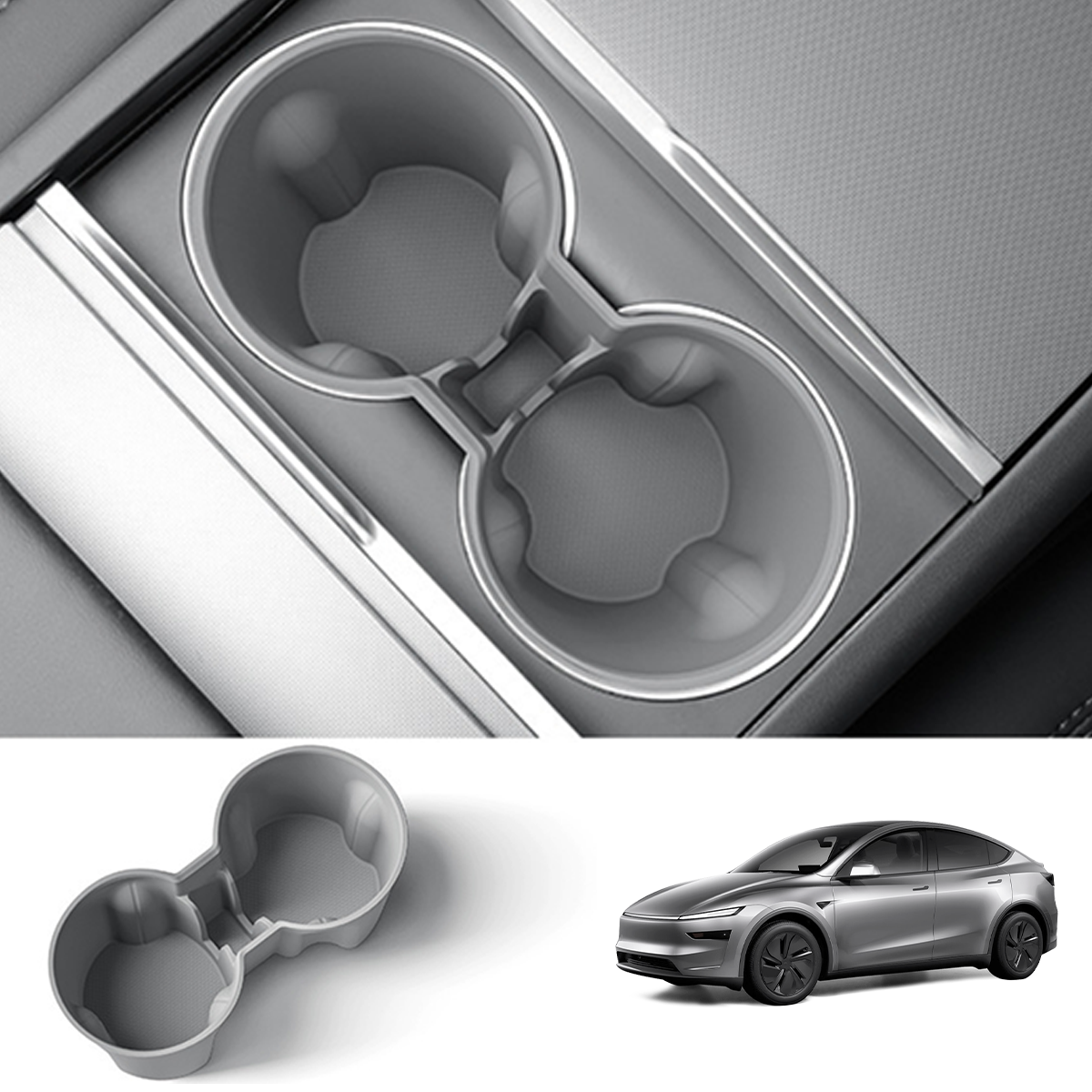 Tesla Model Y Juniper / Standard / Long Range Cup Holder Insert | Silicone & TPE