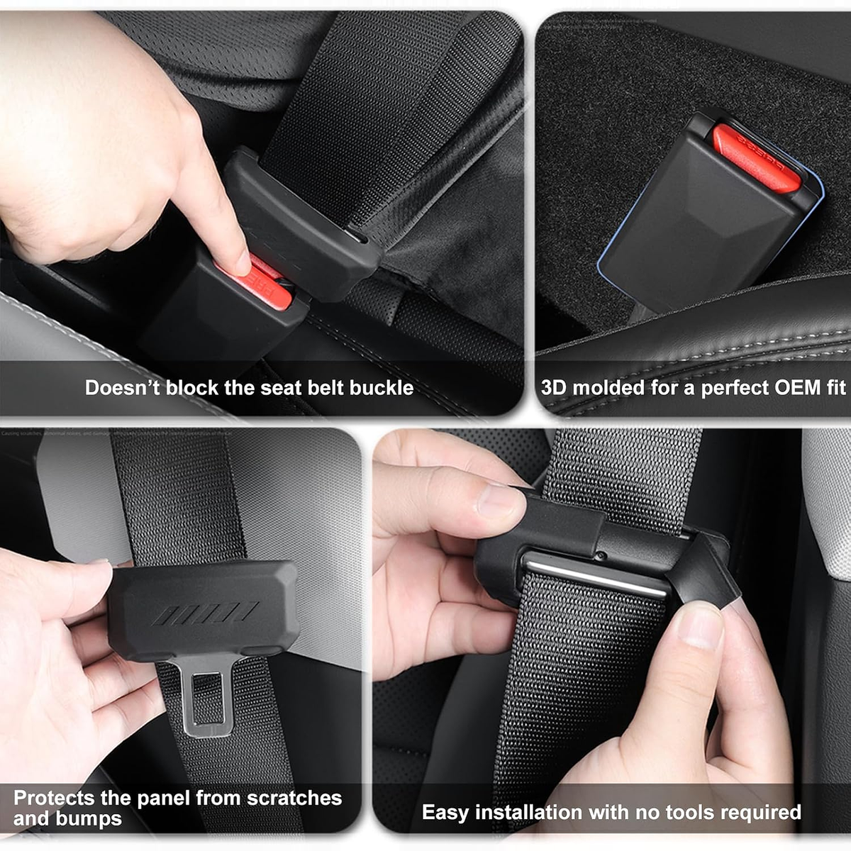 Black Silicone Full-Cover Seat Belt Buckle Protector for Tesla Model Y L 2025.11+