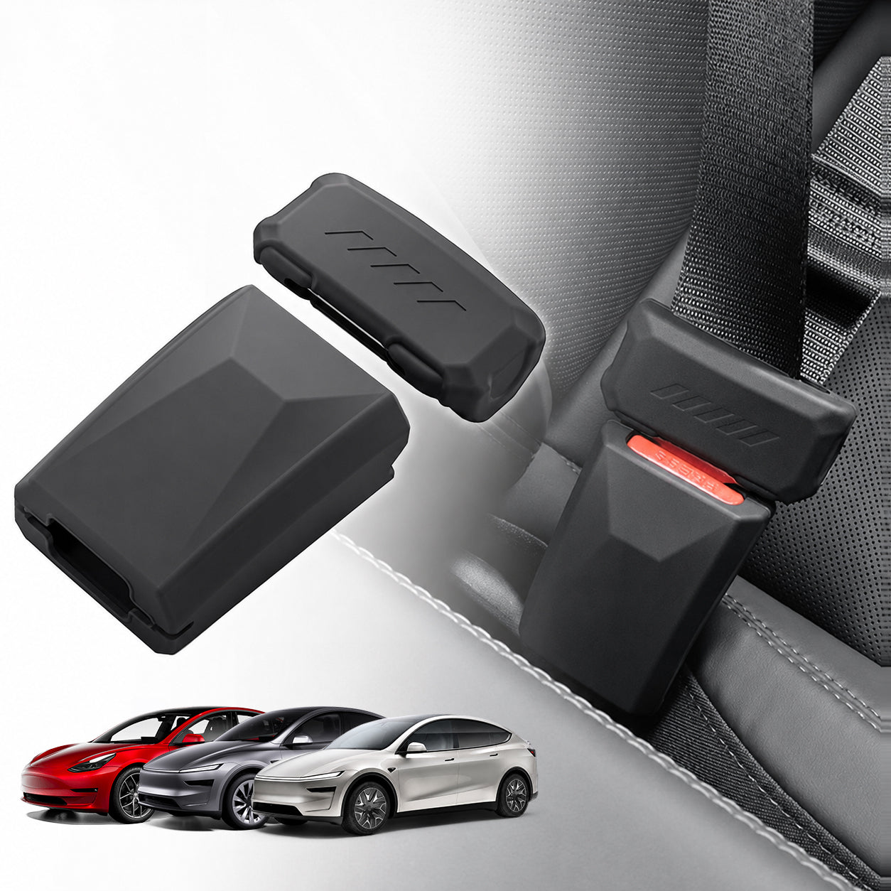 Black Silicone Full-Cover Seat Belt Buckle Protector for Tesla Model 3 Highland / Model Y Juniper / Model Y L