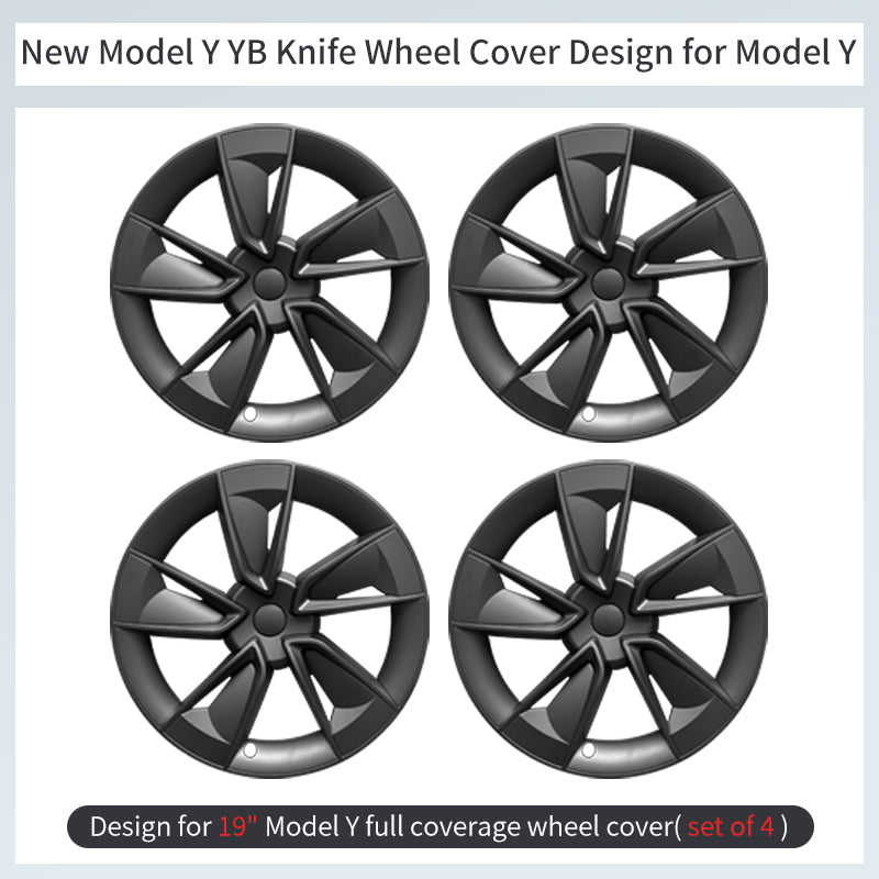 Tesla Model Y Juniper Hubcap X Style 19'' YB Knife Wheel Covers Tesstudio®