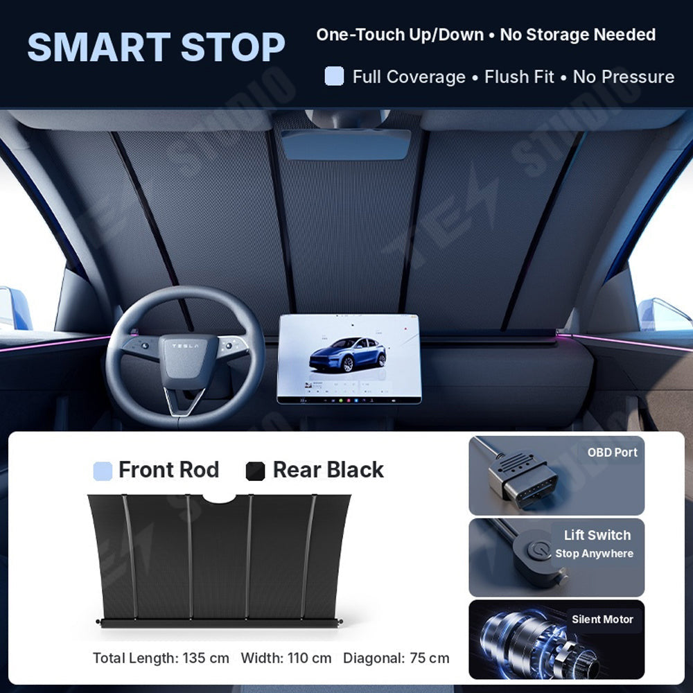 Fully Automatic Front Windshield Sunshade for Model 3 & 3 Highland / Model Y & Y Juniper & Y Standard & Y L / Model X / Model S