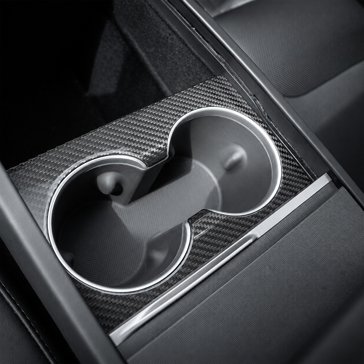 Real Carbon Fiber Cup Holder Cover for Tesla Model Y Juniper / Model Y L / Model 3 Highland