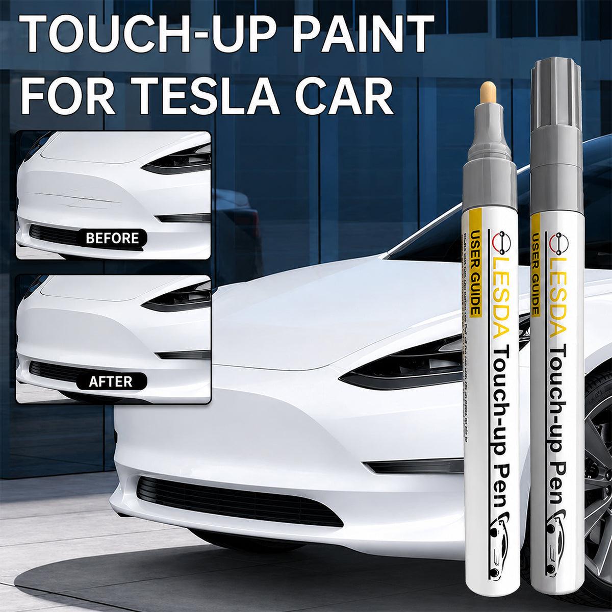 Tesla touch-up paint pen for a small-area exterior paint repair