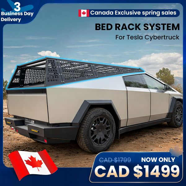 Tesstudio Cybertruck Overland Bed Rack – Premium Bed Rails System for Canadian Adventurers