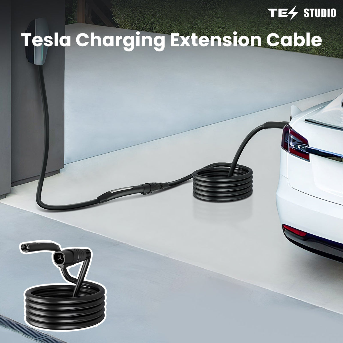 Tesla NACS charging extension cable for home charging reach and garage placement