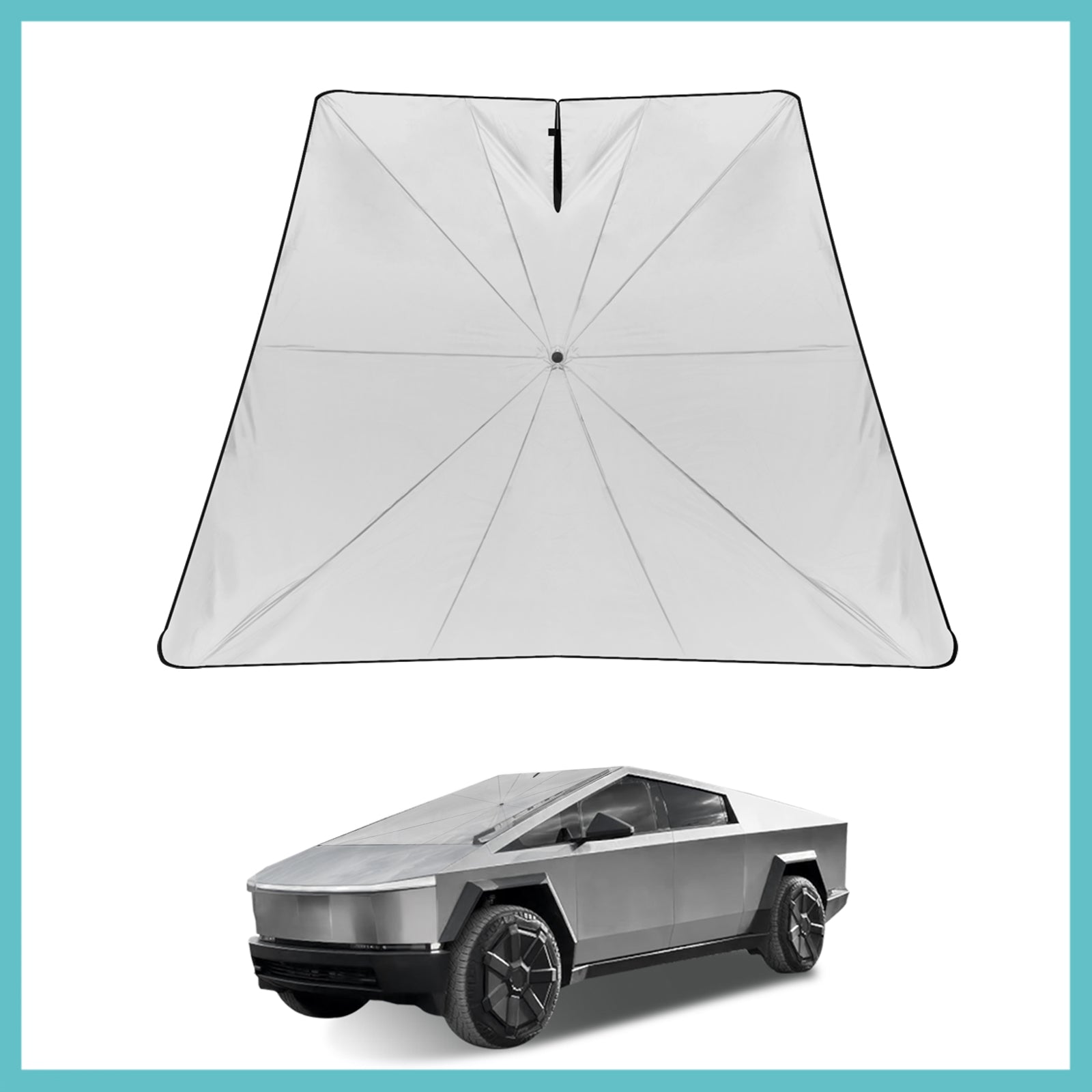 Cybertruck windshield sunshade for summer road trips and parked-cabin heat control