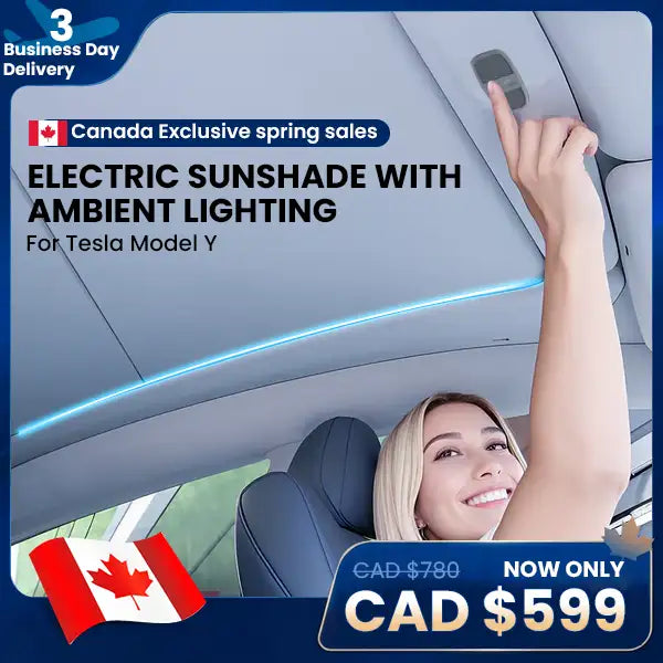 Tesstudio Voice-Controlled Electric Sunshade with Ambient Lighting for Tesla Model Y - Canada Exclusive 3-Day Delivery