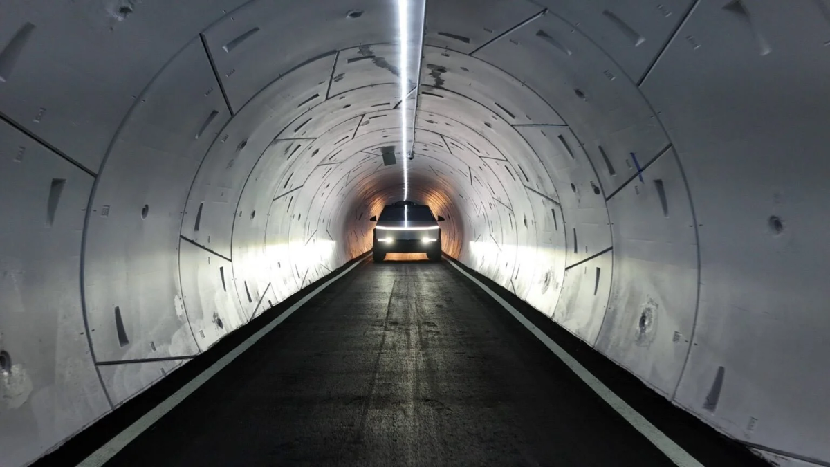 A vehicle traveling through a completed Boring Company tunnel — Series D Verified Brief
