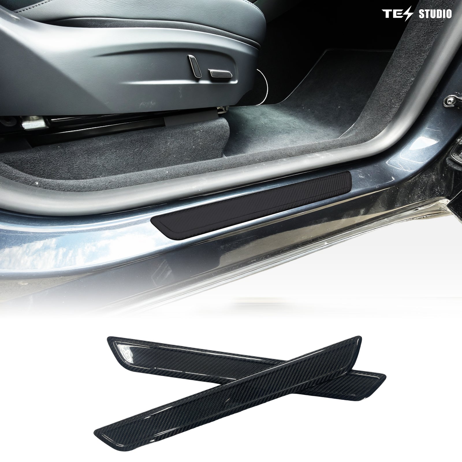 Tesla Model Y Juniper Door Sill Protector Door Sill Threshold Scuff Plate Trim Tesstudio® 4Pcs