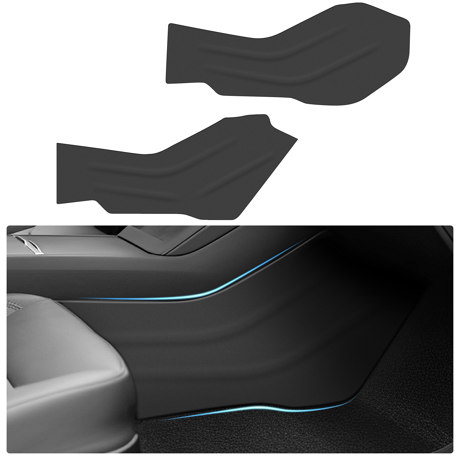 2-Piece TPE Center Console Side Kick Protector Mats for Tesla Model Y Juniper / Model Y L