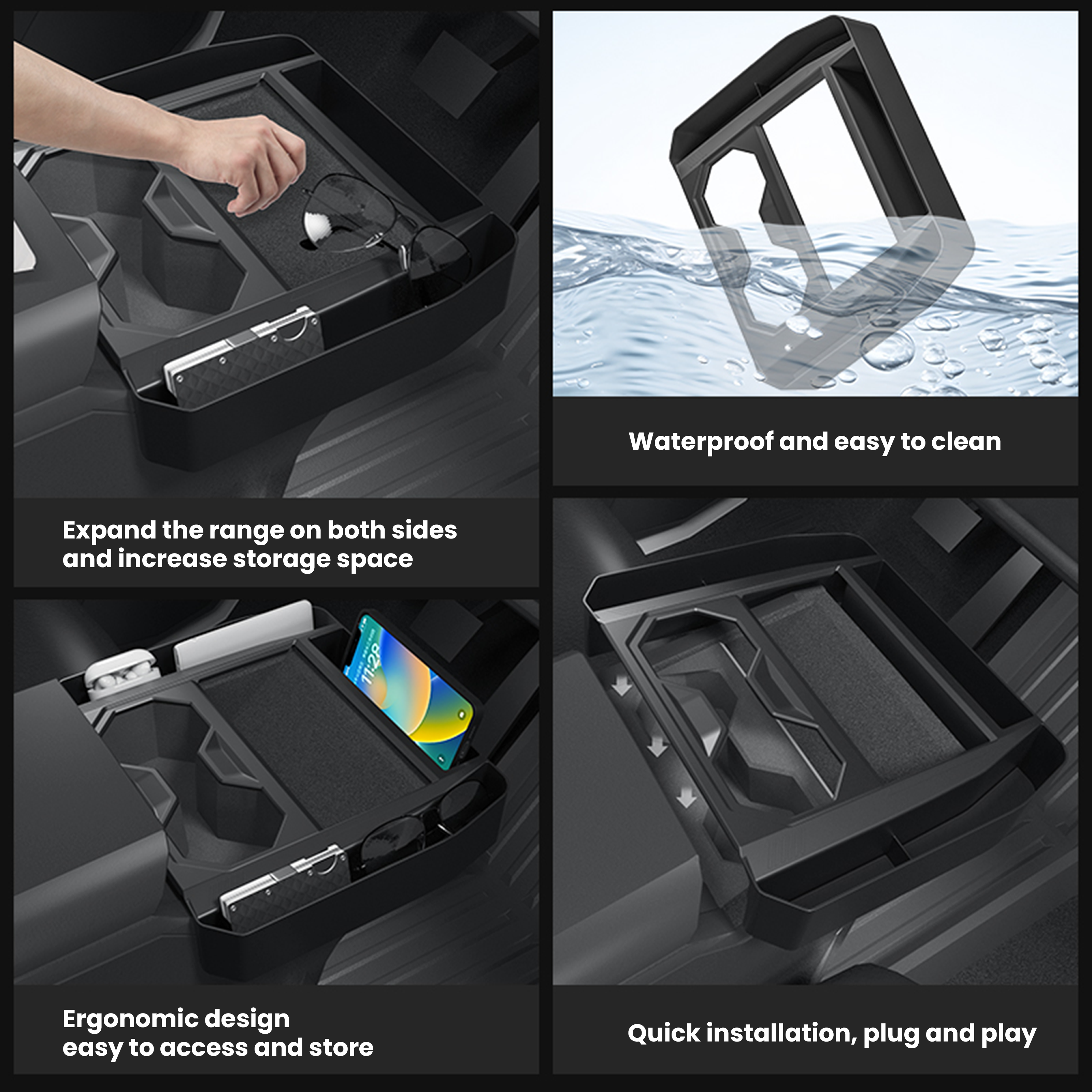 Tesla Cybertruck Center Console Interior Accessories Organizer Storage Cup Holder Tesstudio®