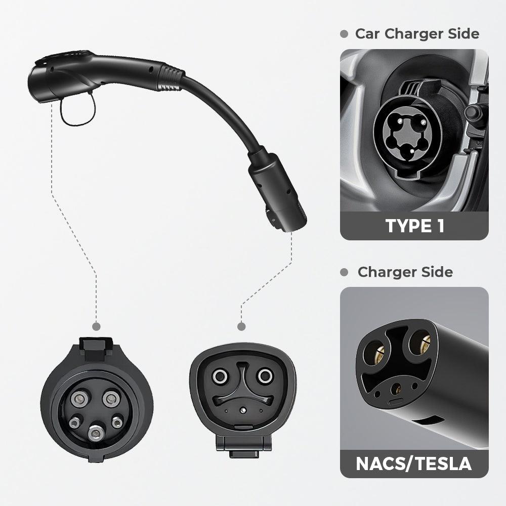 NACS/Tesla to J1772 Adapter Charger Connector Ca | Tesstudio