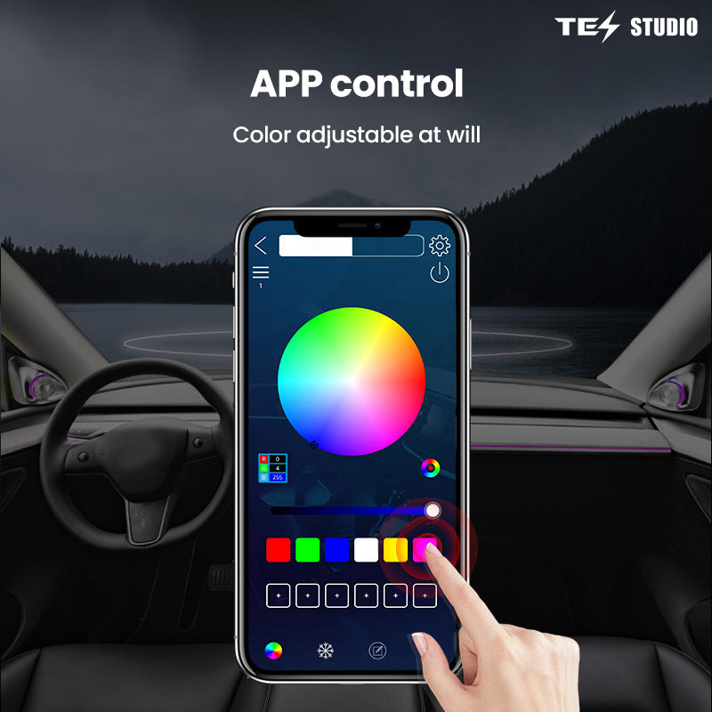 Tesla Model 3/Y/3 Highland 4D Rotating Tweeter Speakers with LED Ambient Light Tesstudio®