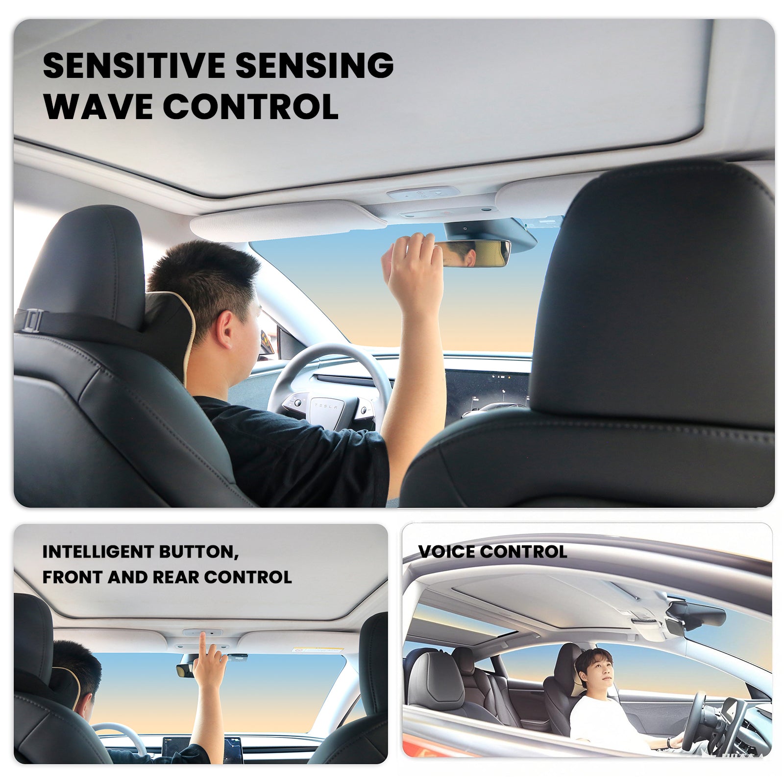 Tesla Model 3/ 3 Highland Power Sunshade Voice & Gesture Controlled Electric Sun Shade Tesstudio®
