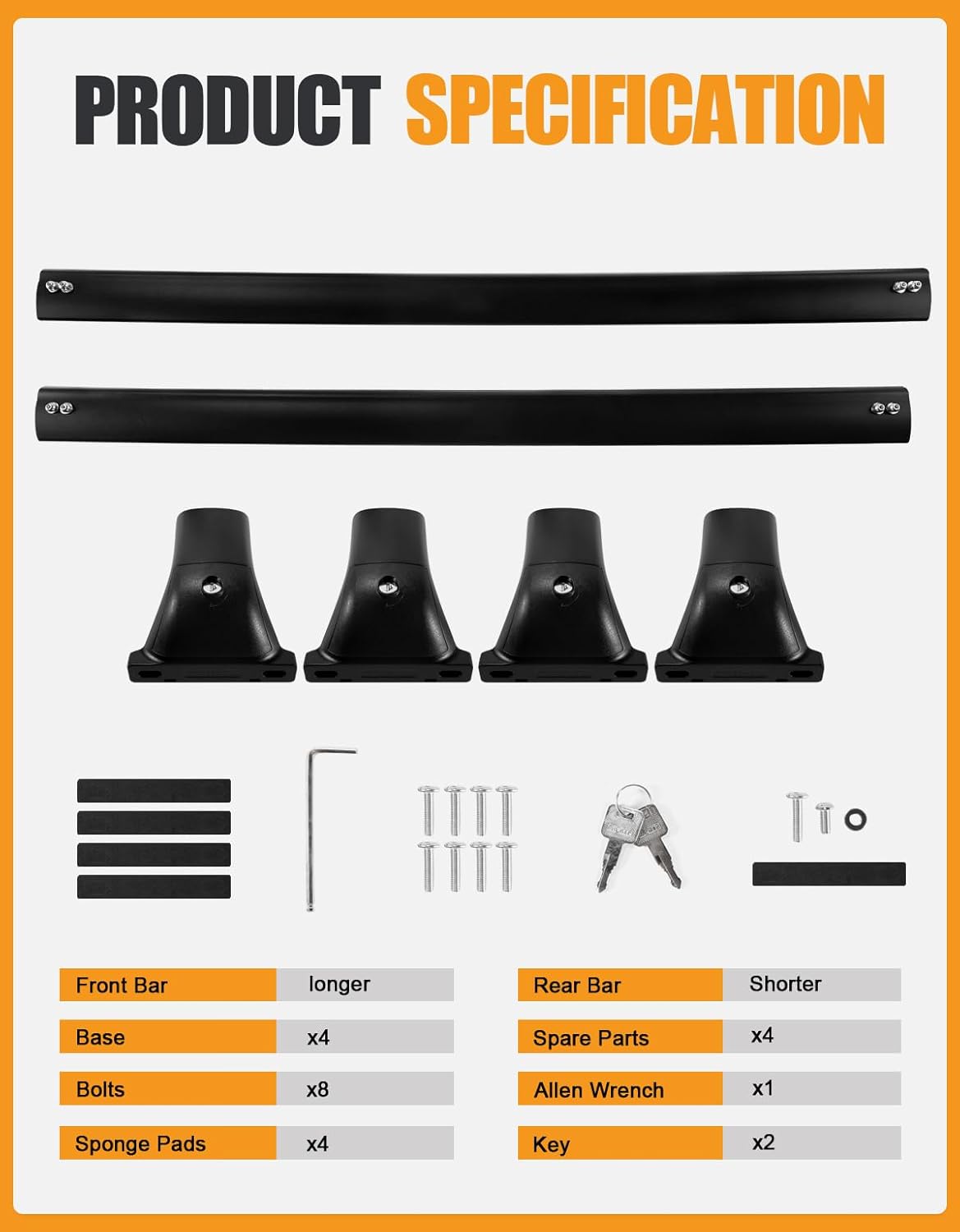 300 lbs Lockable All-Aluminum Roof Rack Cross Bars for Honda CR-V 2017-2022