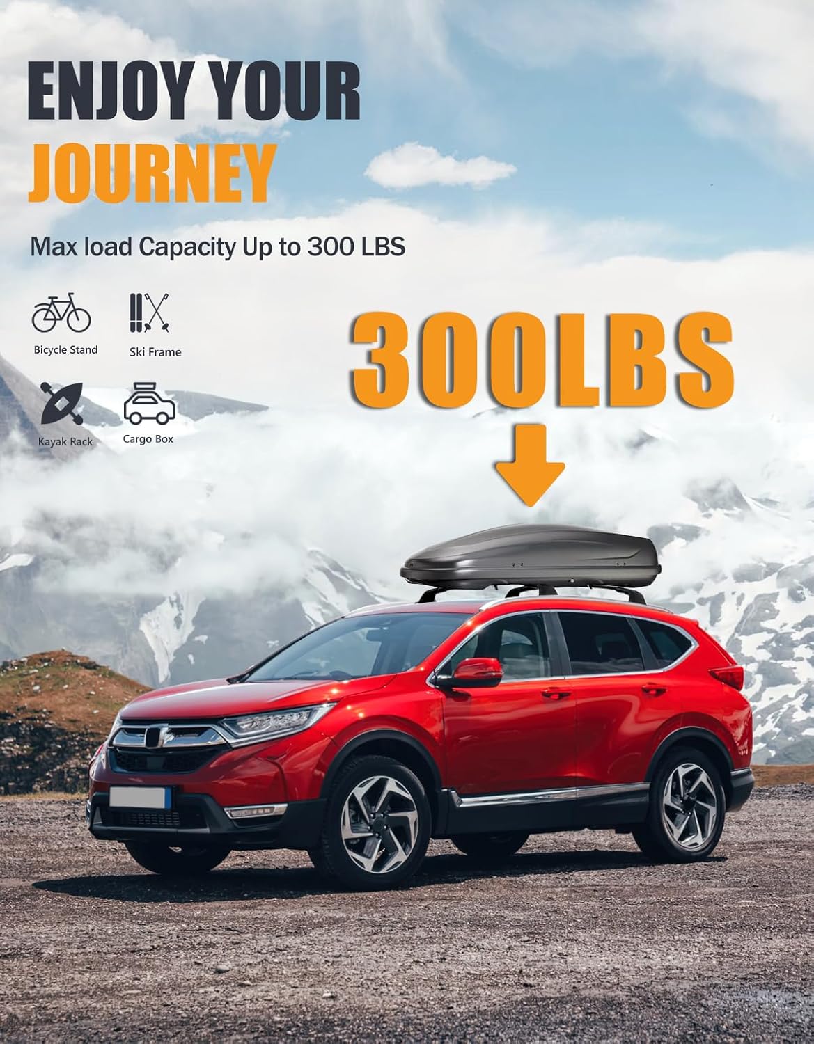 300 lbs Lockable All-Aluminum Roof Rack Cross Bars for Honda CR-V 2017-2022