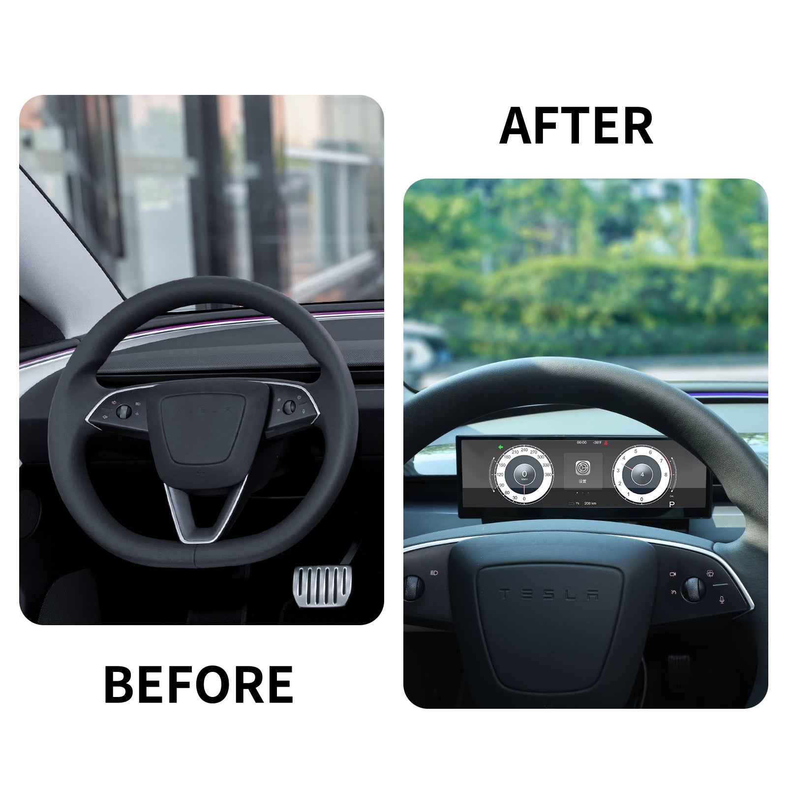 10.88" Upgroud TES-F10C Dashboard Heads Up Display Wireless CarPlay for Tesla 3/Y/cybertruck
