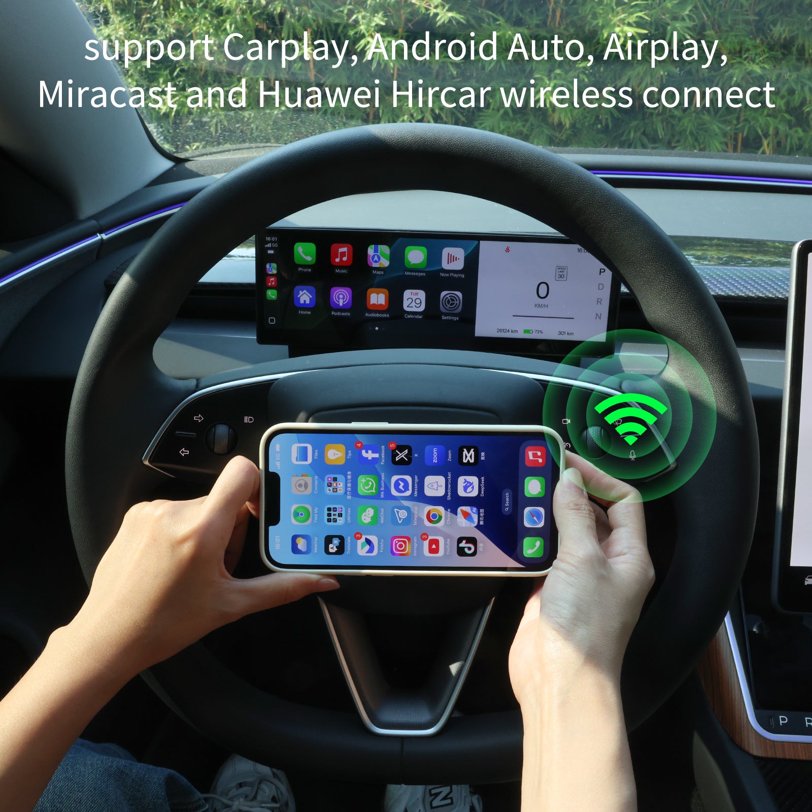 10.88" Upgroud TES-F10C Dashboard Heads Up Display Wireless CarPlay for Tesla 3/Y/cybertruck