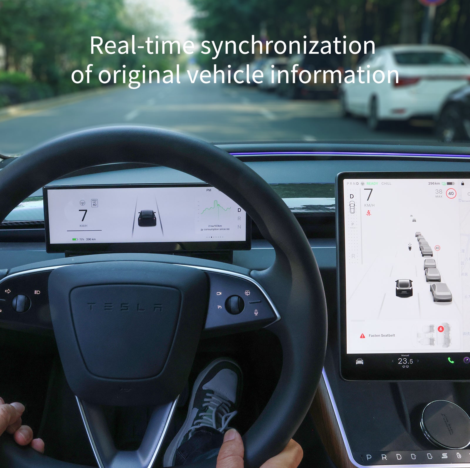 10.88" Upgroud TES-F10C Dashboard Heads Up Display Wireless CarPlay for Tesla 3/Y/cybertruck