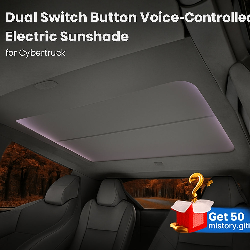 Power Sunshade 2 Control Buttons Voice-Controlled Sunshade with Ambient Lighting For Tesla Cybertruck