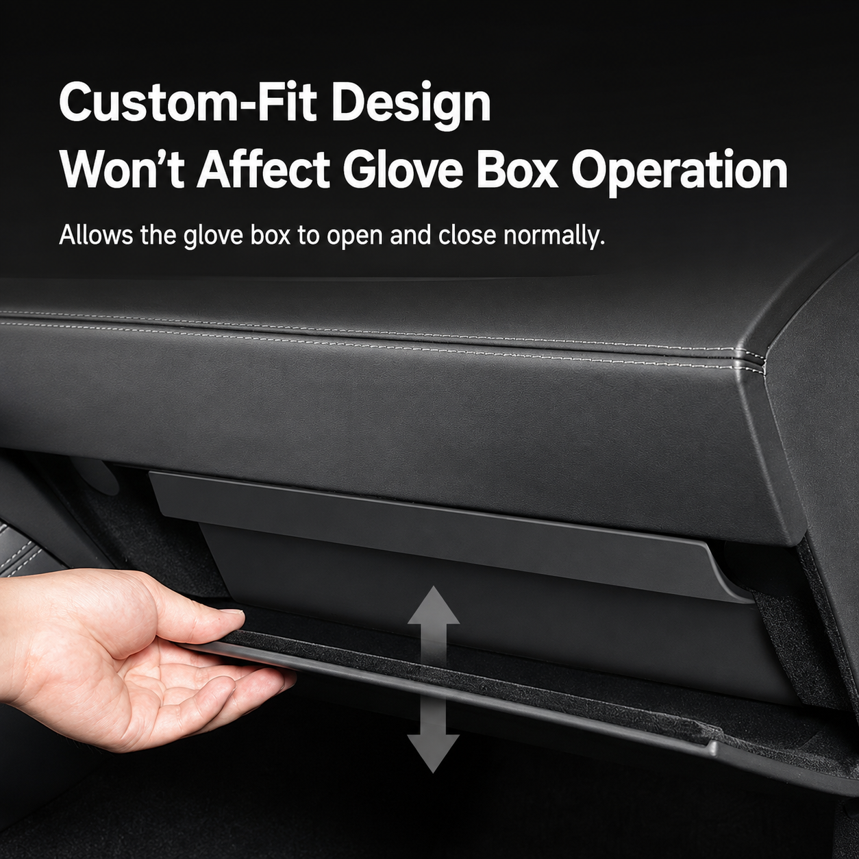 Black TPE Glove Box Storage Organizer for Tesla Model Y Juniper 2025.03+