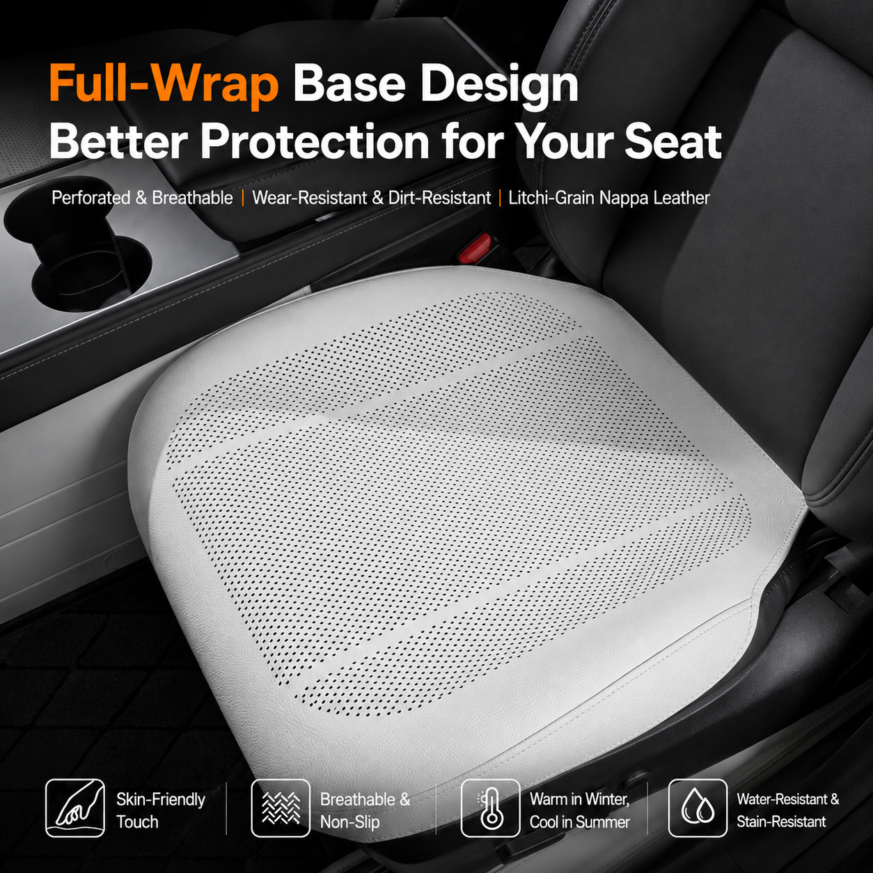 Universal Full-Coverage Breathable Nappa Leather Car Seat Cushion Cover