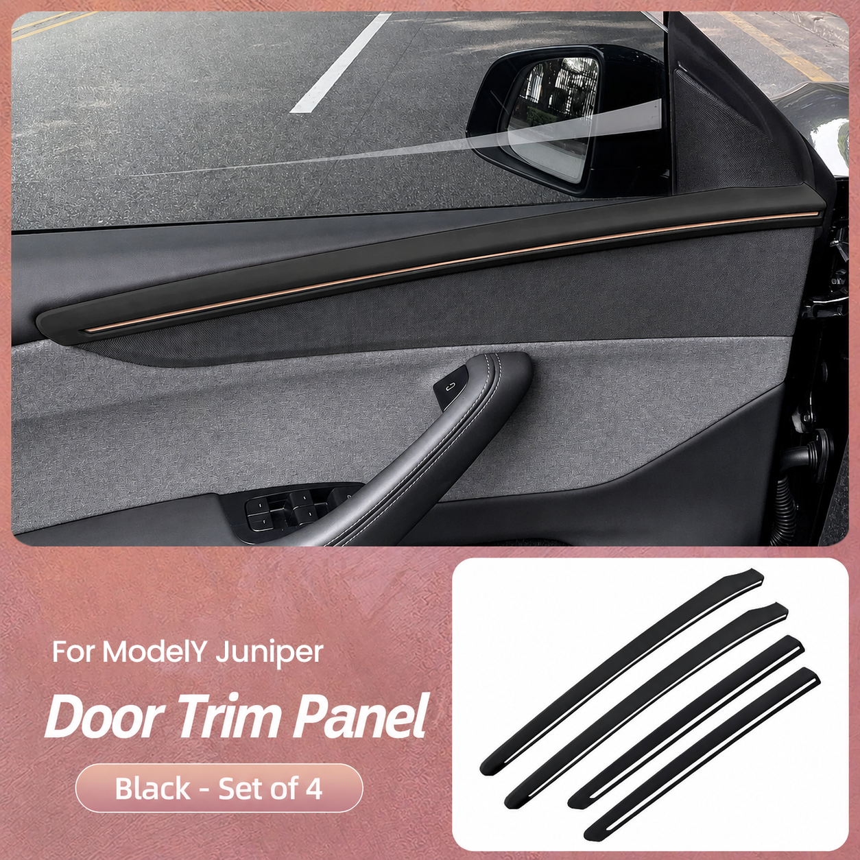 4-Piece Door Side Trim Cover Set for Tesla Model Y Juniper