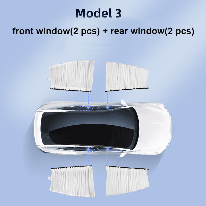 Side Window Track Slide Privacy Curtain Sunshade for Tesla Model 3/Y