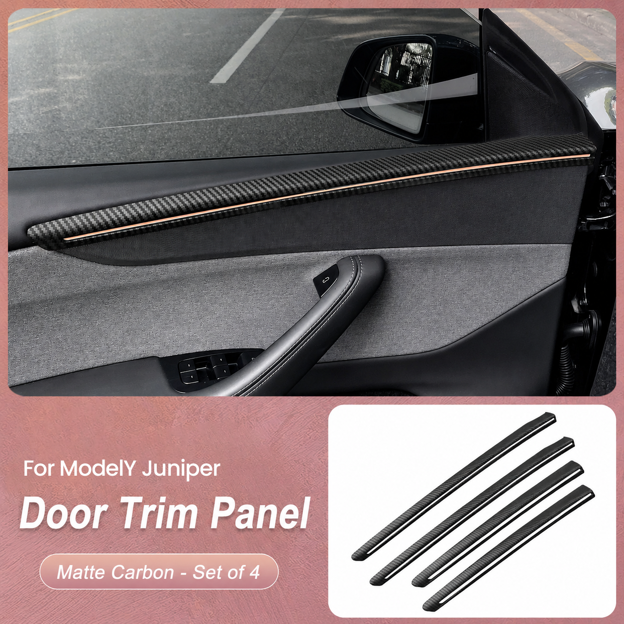 4-Piece Door Side Trim Cover Set for Tesla Model Y Juniper