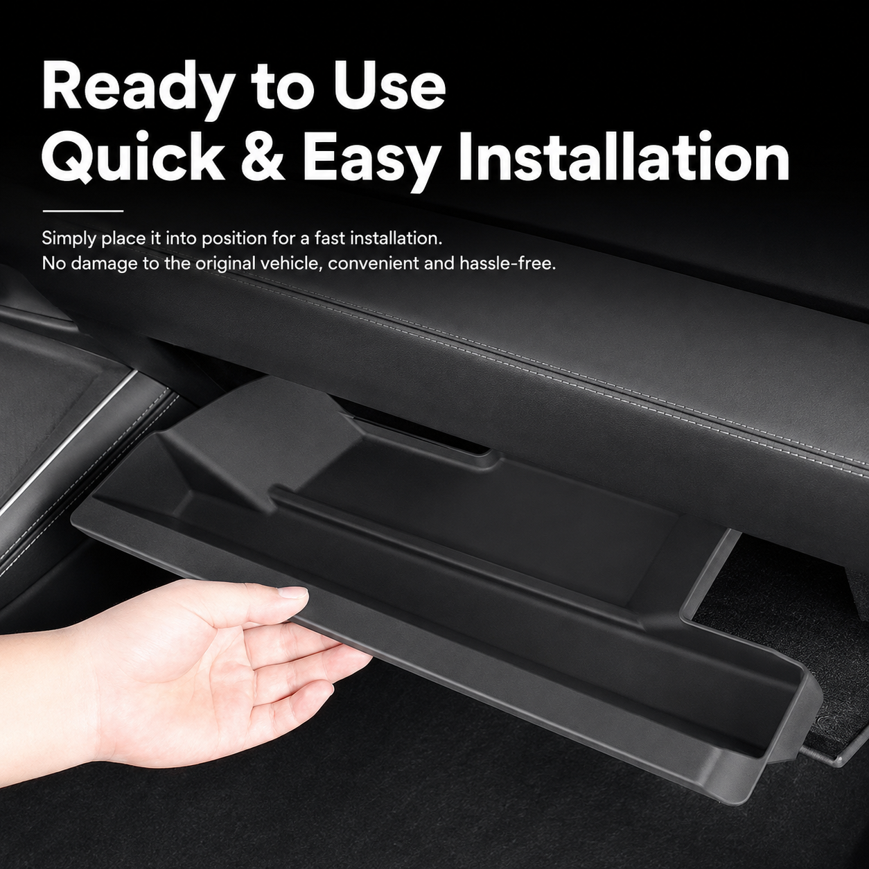 Black TPE Glove Box Storage Organizer for Tesla Model Y Juniper 2025.03+