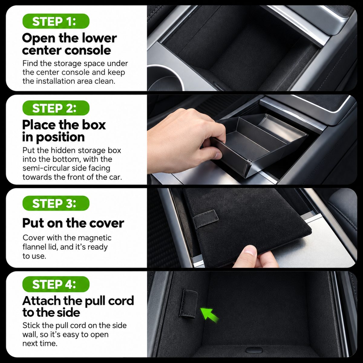 Hidden Privacy Storage Box for Tesla Model 3 Highland / Model Y Juniper / Model Y L