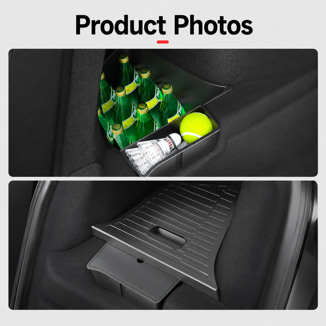 Trunk Storage Bin with Side Pocket and Pull Handle for Model Y L 2025.11+
