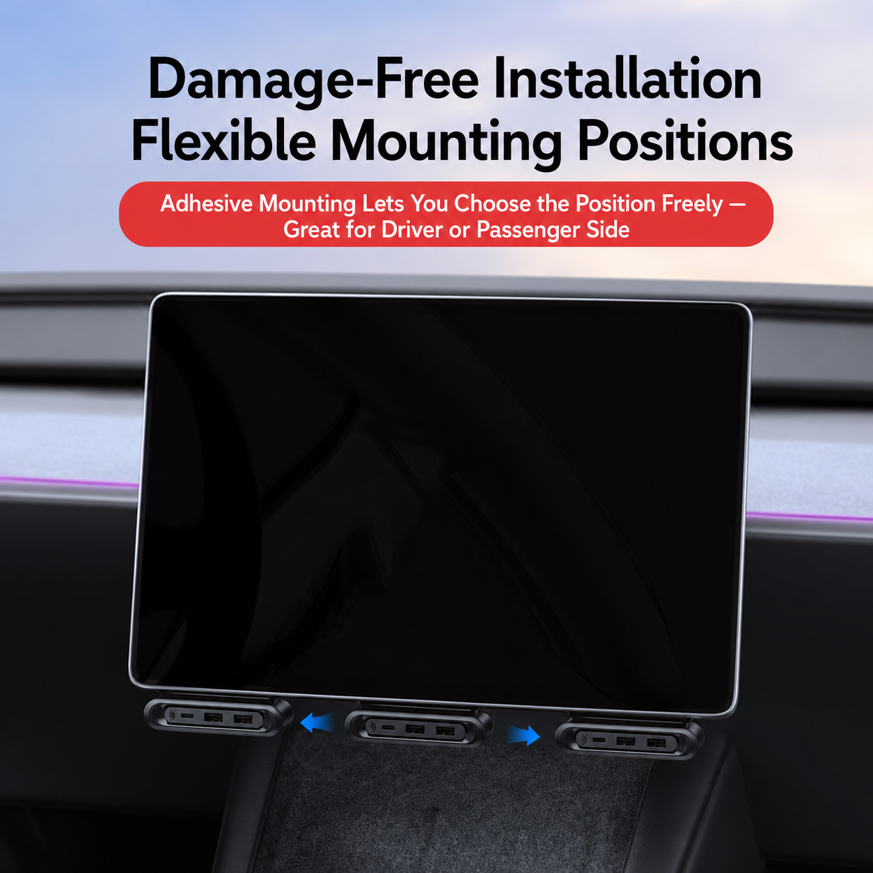 Fold-Away Hidden 3-Port Charging Dock for Tesla Model Y L 2025.11+