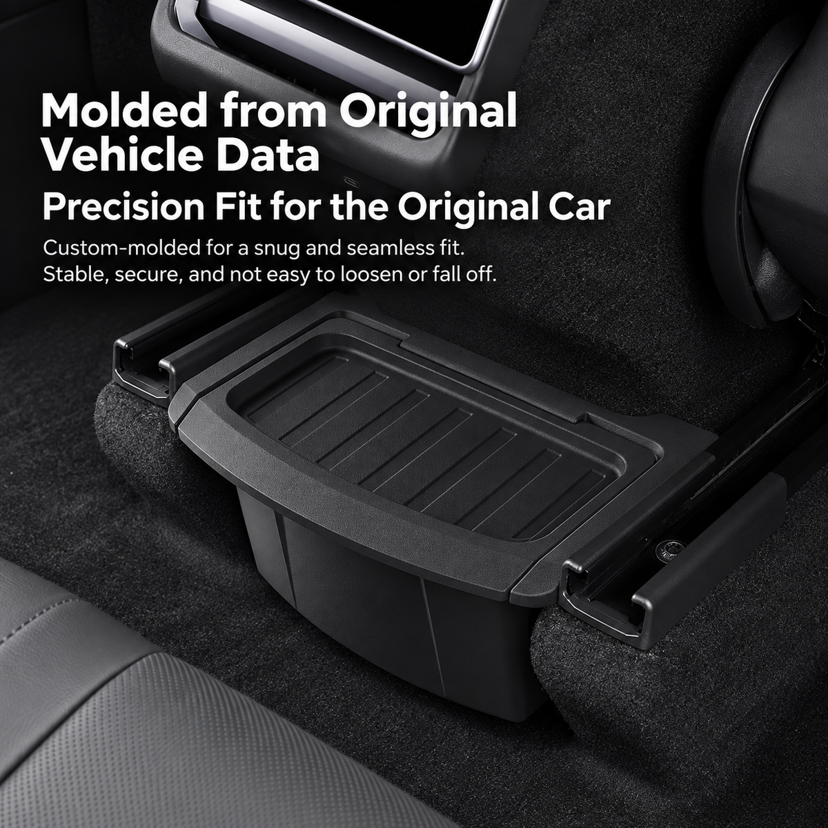 TPE Rear Armrest Storage Box with Flip-Top Lid for Tesla Model Y Juniper / Model Y L