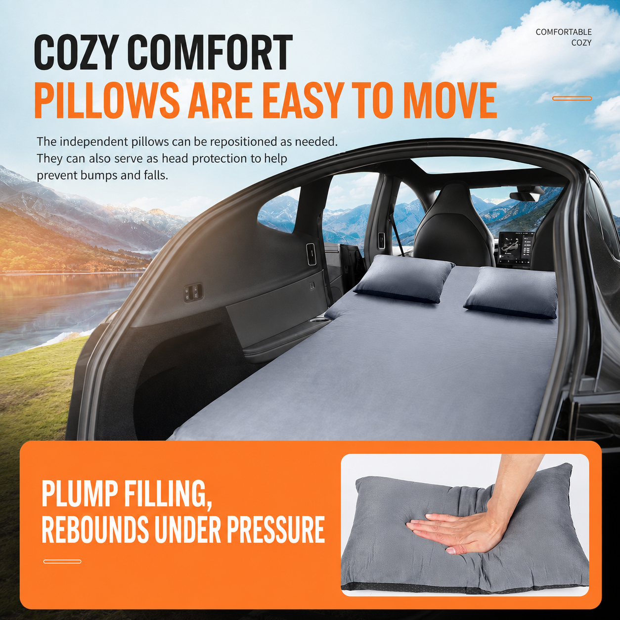 Trunk Air Mattress Kit for Tesla Model Y L 6-Seat, with Support Board and Air Pump
