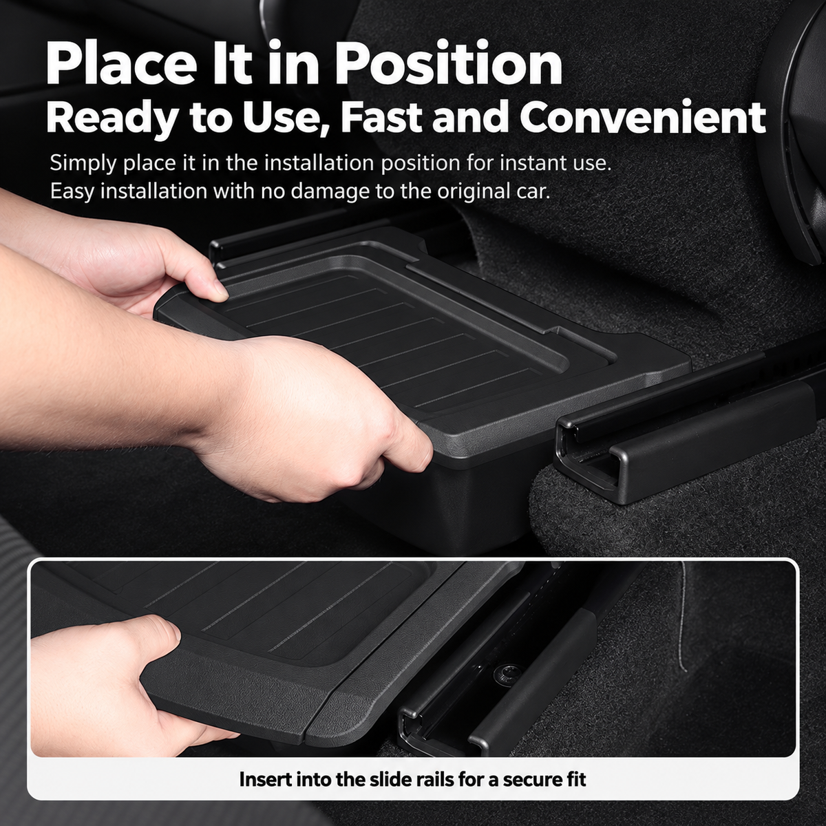 TPE Rear Armrest Storage Box with Flip-Top Lid for Tesla Model Y Juniper / Model Y L