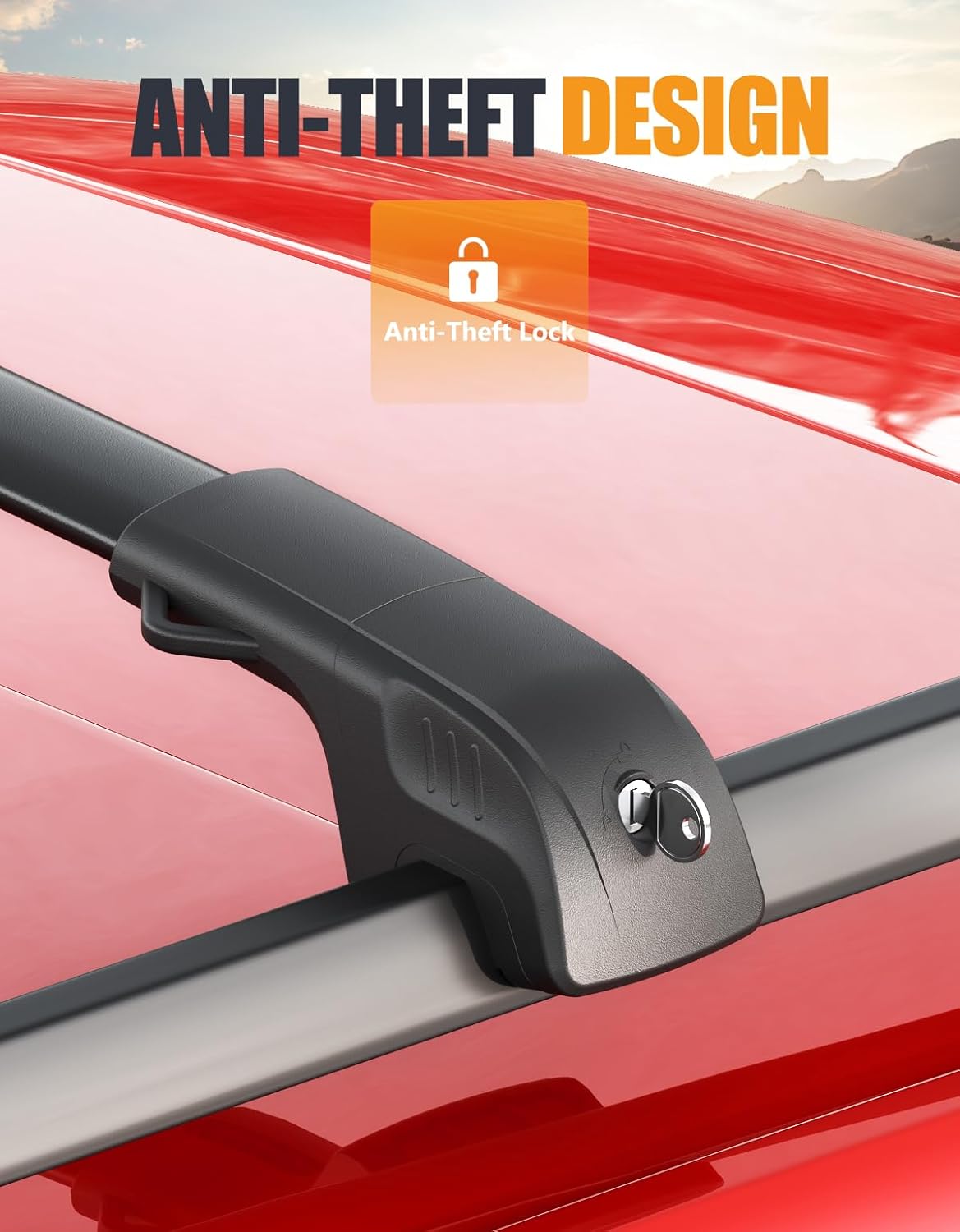 300 lbs Lockable Aluminum Roof Rack Cross Bars for Toyota RAV4 Adventure/TRD Off-Road 2019-2024 with Raised Side Rails