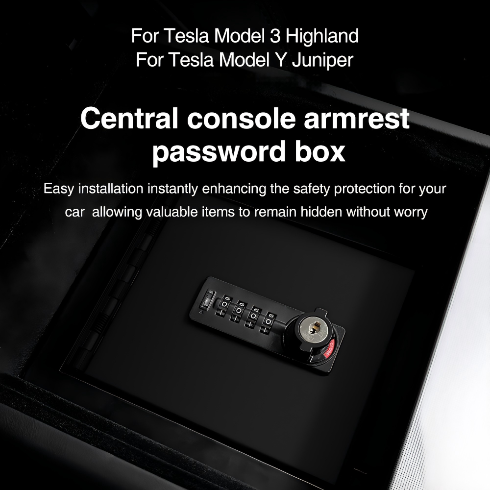 Tesstudio Tesla Center Console LockBox for Model 3 Highland & Model Y Juniper – Secure Storage