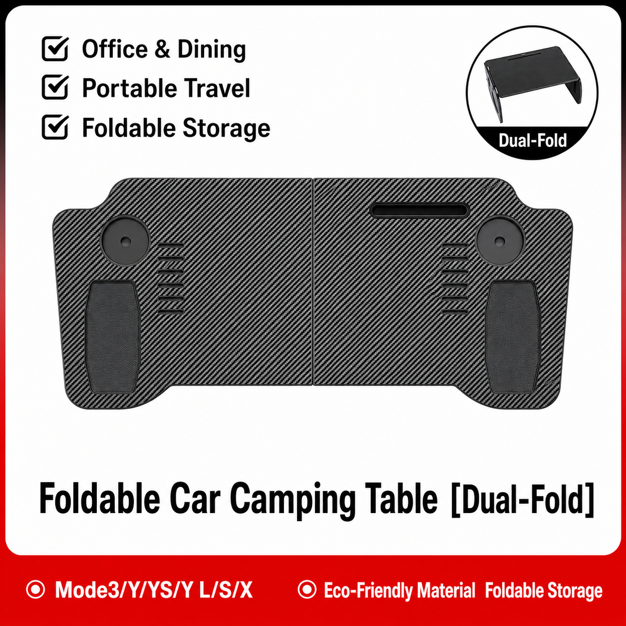 Portable Laptop Foldable Car Tray Table for Model 3/Y/Y S/Y L/S/X